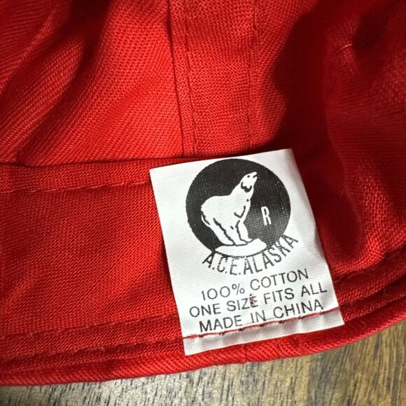 VINTAGE ACE ALASKA 1990 RED ROPE TRUCKER HAT POLAR BEARS SNAPBACK A.C.E. - Picture 5 of 10